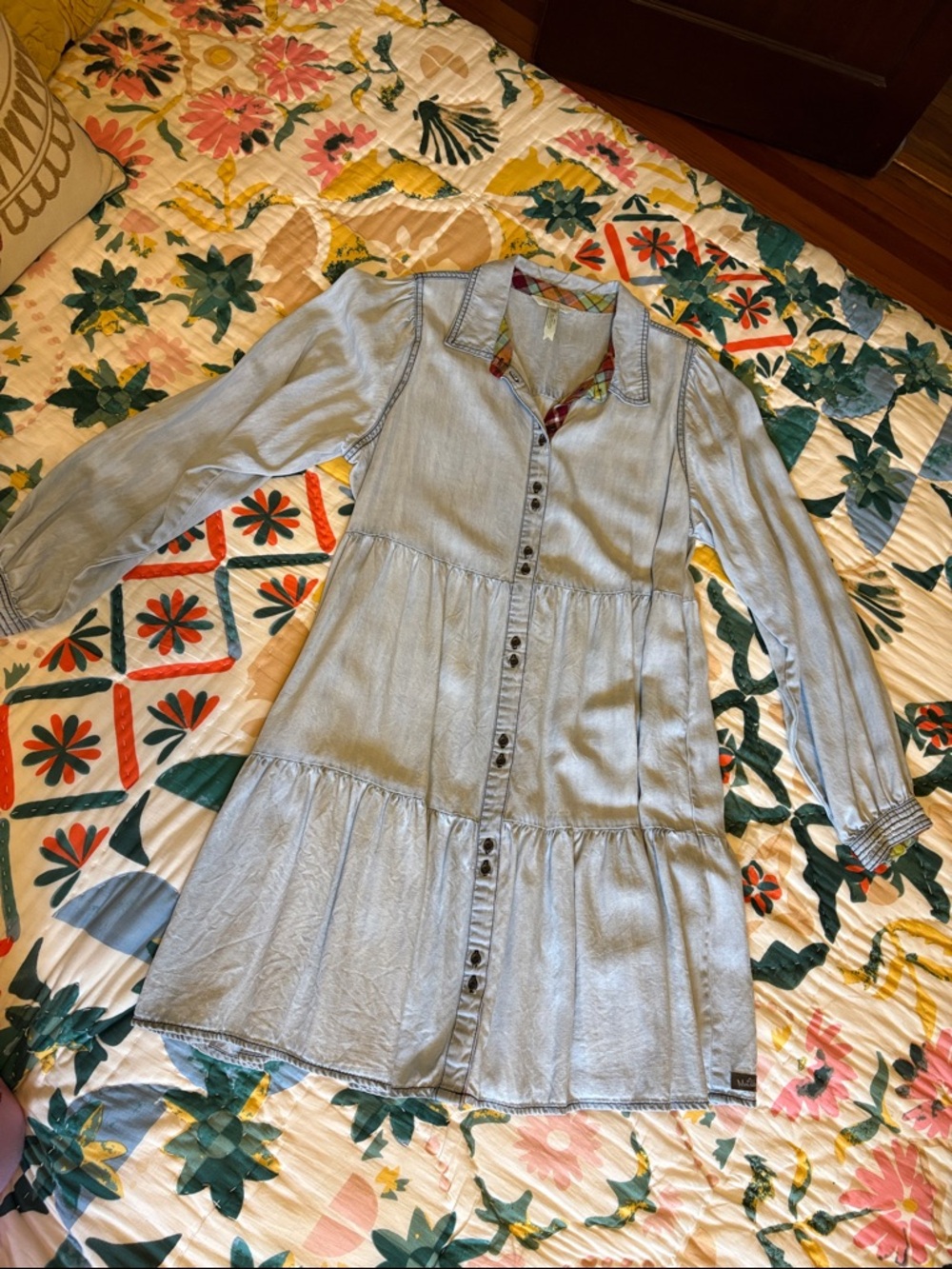 Matilda Jane Light Blue Denim Button-Front Tiered Shirt Dress